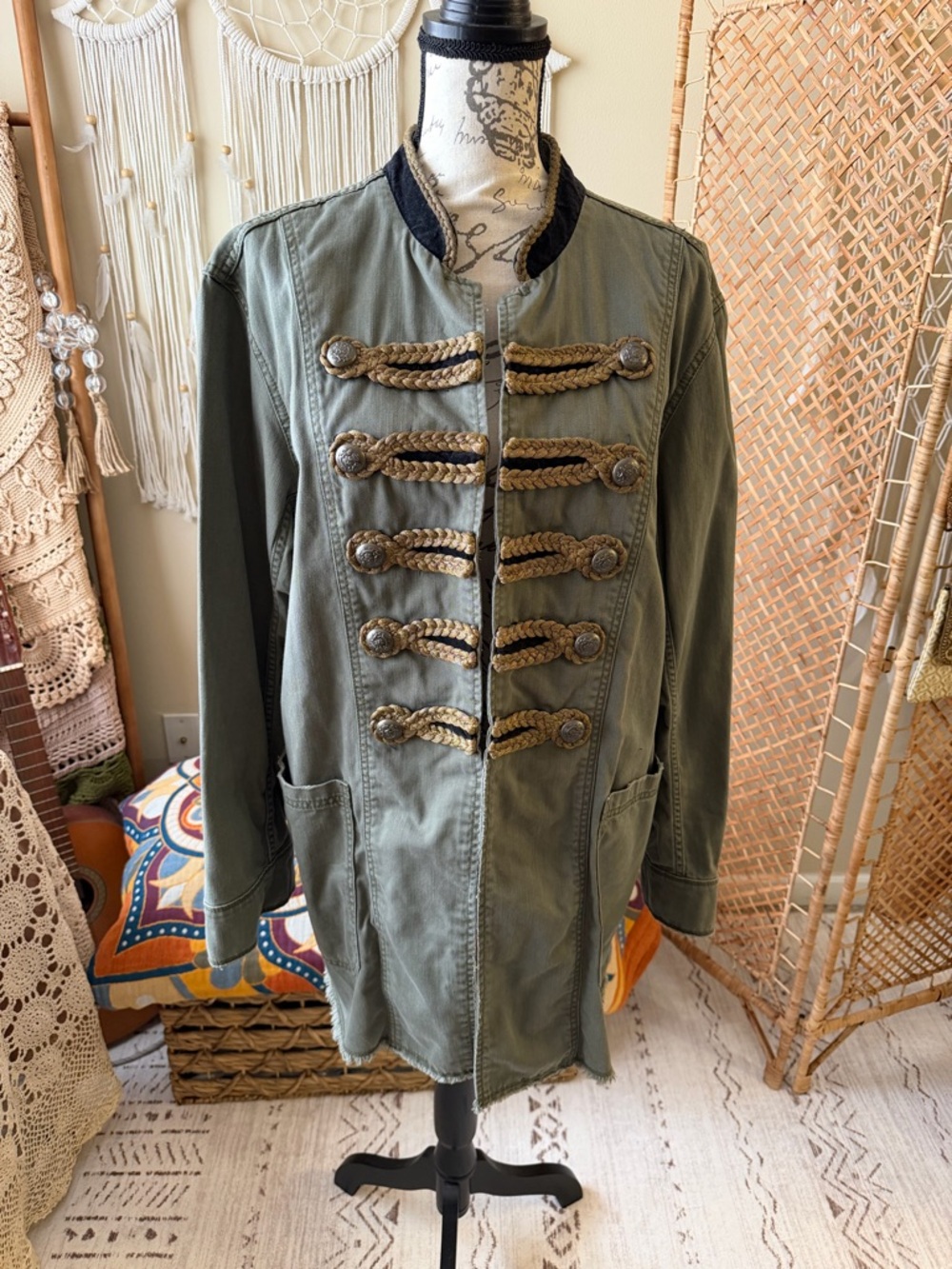 Free People Passenger Jacket Military Army collar